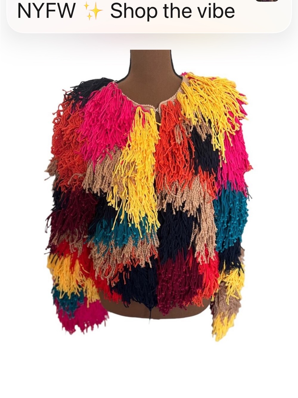 Alice + Olivia Multicolor Fringe Teddy Jacket in multicolor fringe.  Coachella - Picture 6 of 11